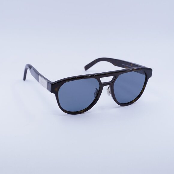 Berluti BL40002U 52V Sunglasses Havana Aviator Frame Blue Lenses